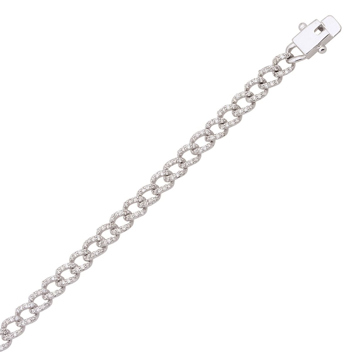 10k White Gold 1.60 TCW SI Clarity HI Color Diamond Bangle Bracelet |Curb Chain Diamond Bracelet |Diamond Bracelet |Chain Bracelet |Jewelry For Women