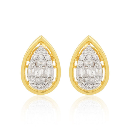 10k Yellow Gold 0.80 TCW SI Clarity HI Color Baguette Diamond Stud Earrings For Women