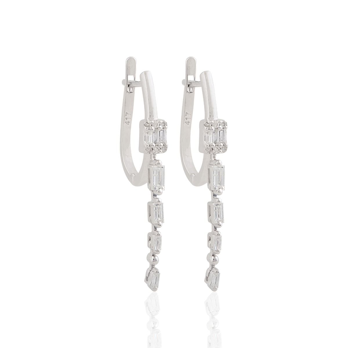 10k White Gold 0.40 SI Clarity HI Color Diamond Dangle Earrings |Handmade Jewelry |Jewelry For Women