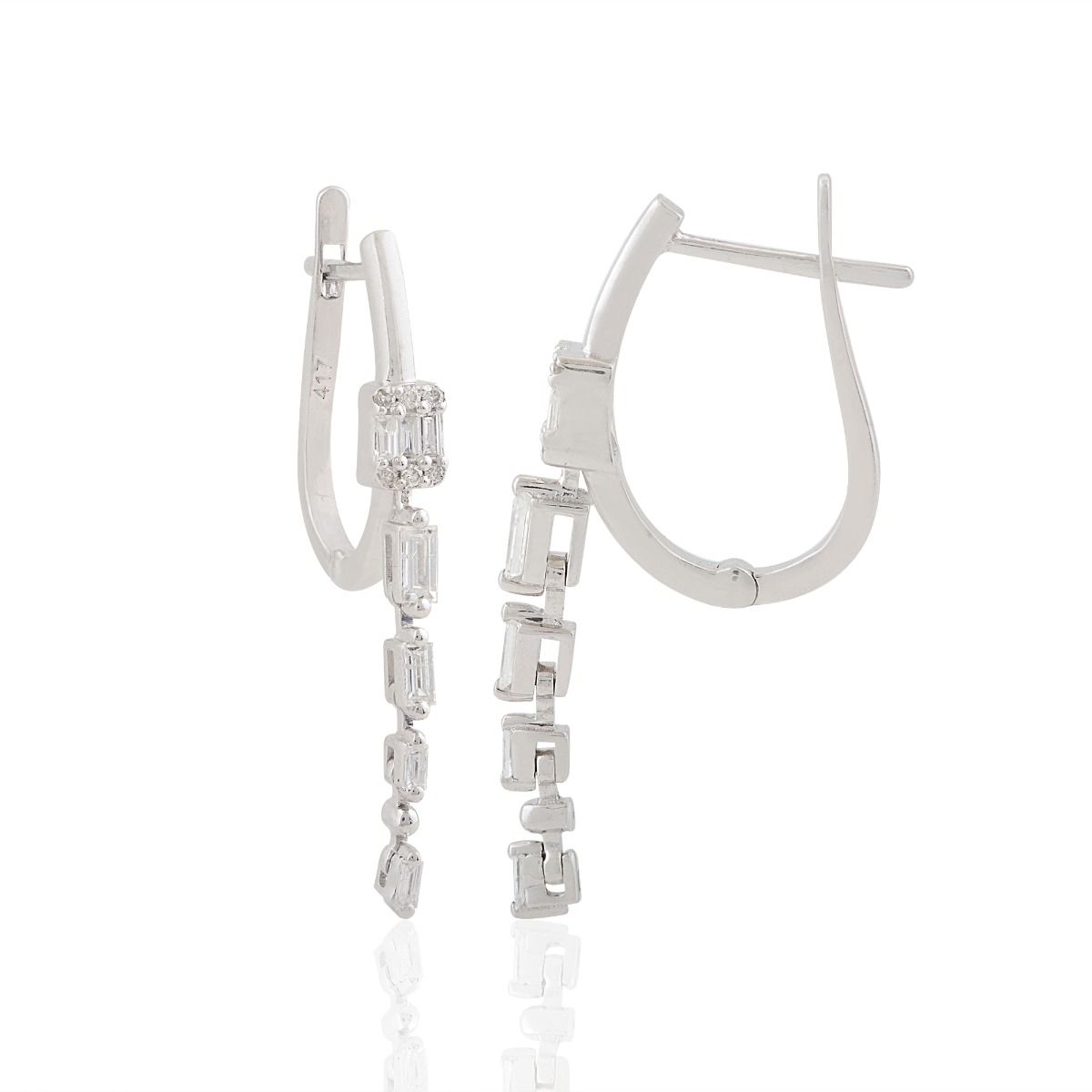 10k White Gold 0.40 SI Clarity HI Color Diamond Dangle Earrings |Handmade Jewelry |Jewelry For Women