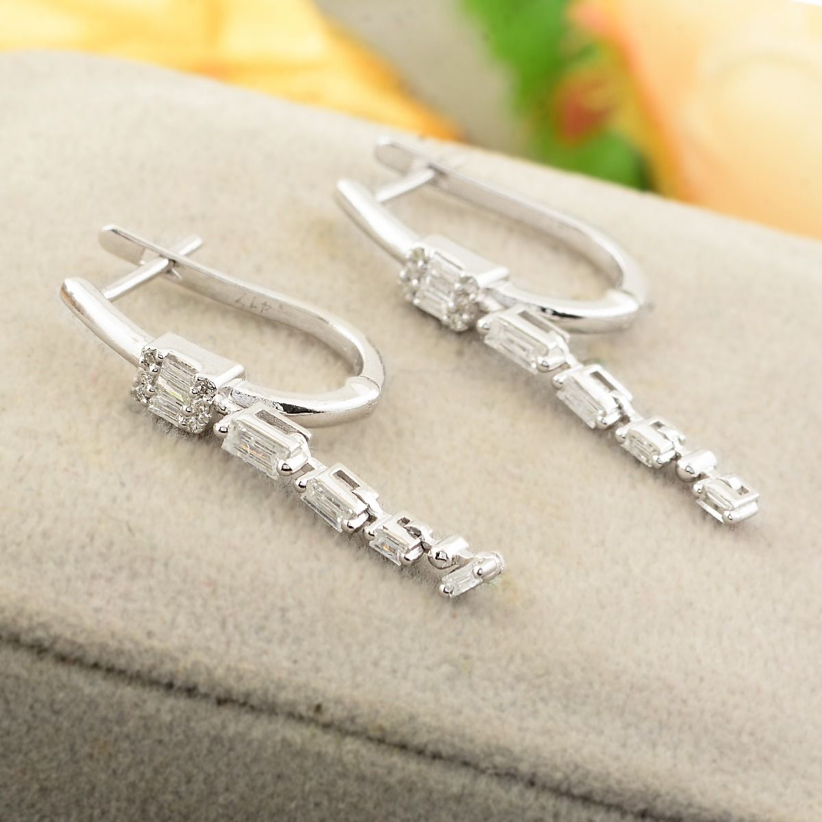 10k White Gold 0.40 SI Clarity HI Color Diamond Dangle Earrings |Handmade Jewelry |Jewelry For Women