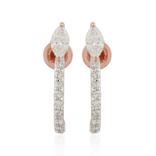 10k Rose Gold 0.85 TCW SI Clarity HI Color Diamond Party Wear Stud Earrings For Women