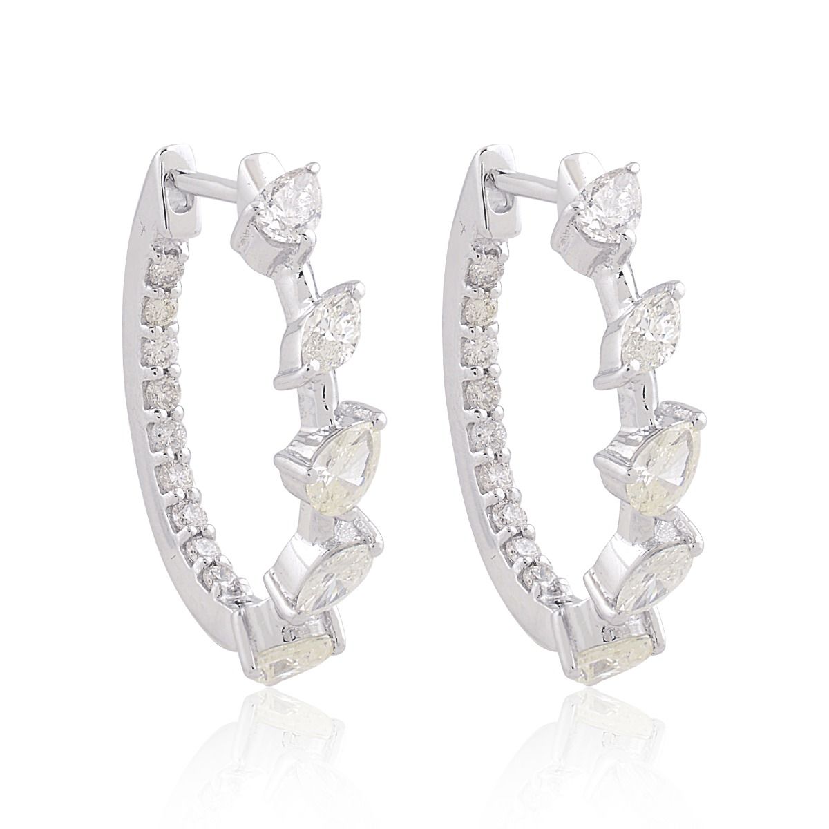 1.26 TCW SI Clarity HI Color Diamond In10k White Gold Hoop Earrings |Jewelry For Women |Diamond Hoop Earrings |Gift For Her