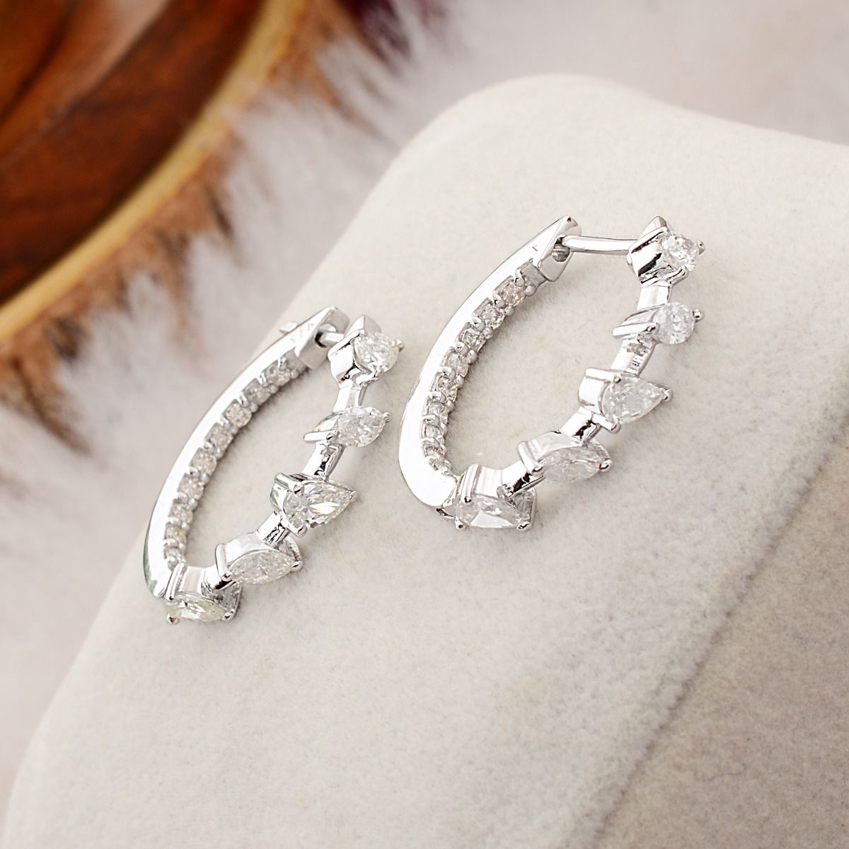 1.26 TCW SI Clarity HI Color Diamond In10k White Gold Hoop Earrings |Jewelry For Women |Diamond Hoop Earrings |Gift For Her