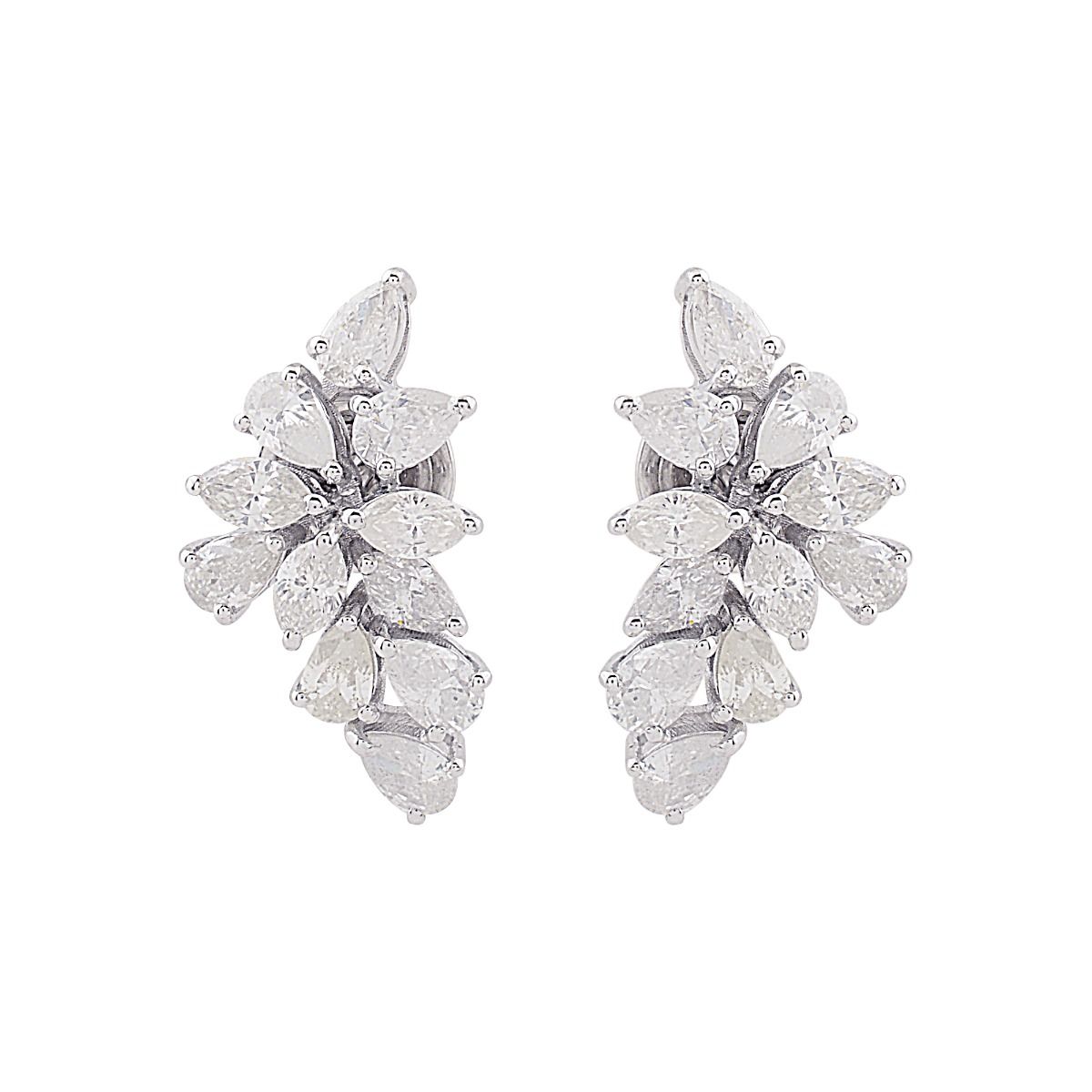 2.20 TCW SI Clarity HI Color Diamond In 10k White Gold Studs |Small Stud Earrings |Leafs Stud Earrings |Jewelry For Women | Gift For Her