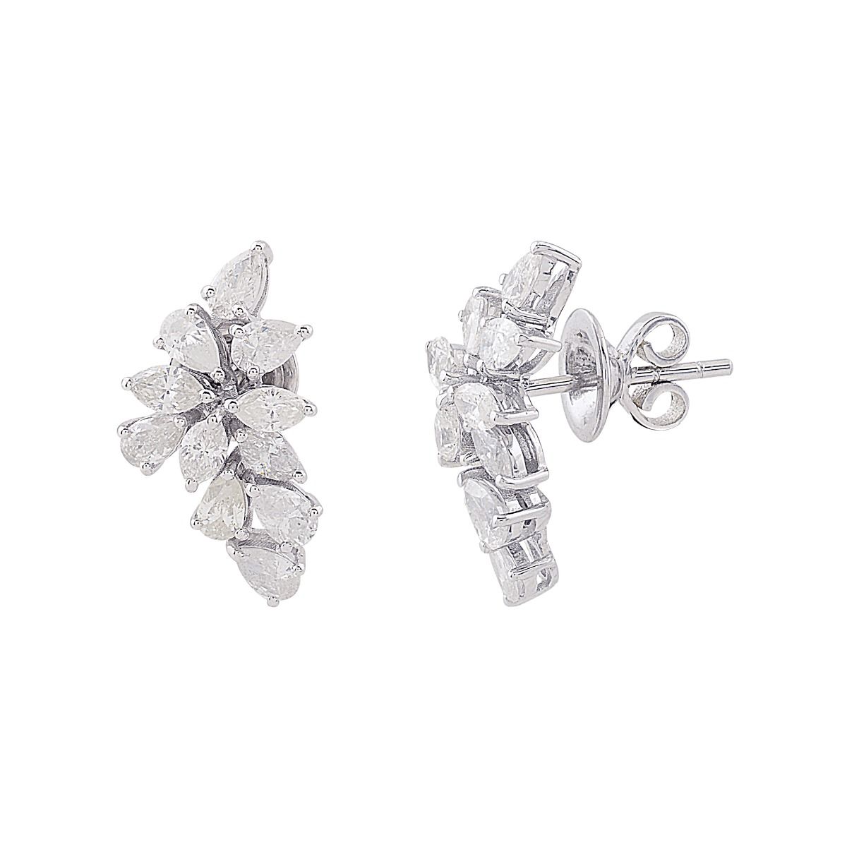 2.20 TCW SI Clarity HI Color Diamond In 10k White Gold Studs |Small Stud Earrings |Leafs Stud Earrings |Jewelry For Women | Gift For Her