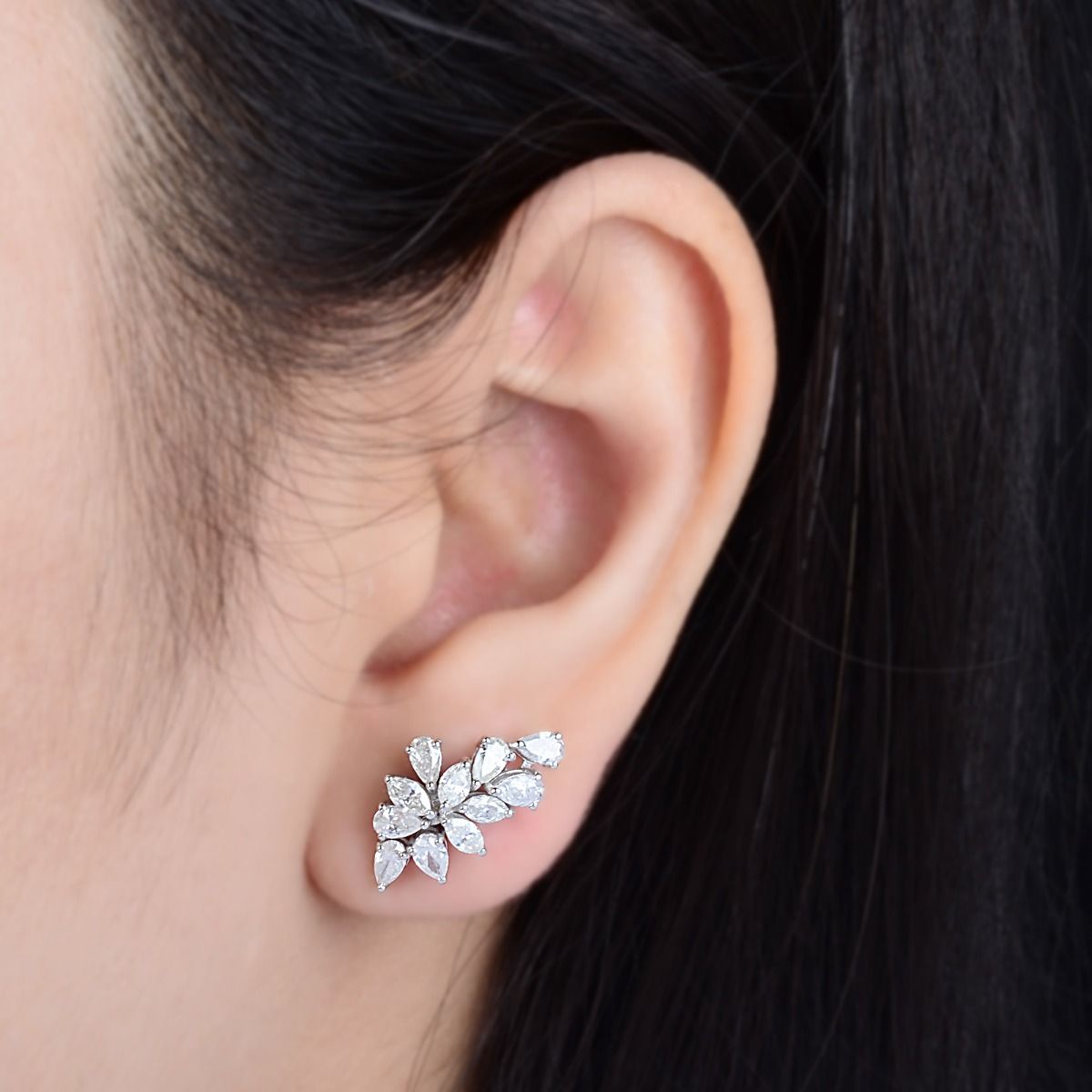 2.20 TCW SI Clarity HI Color Diamond In 10k White Gold Studs |Small Stud Earrings |Leafs Stud Earrings |Jewelry For Women | Gift For Her