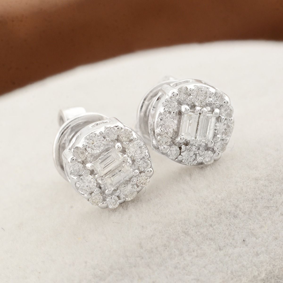 0.20 Ct. SI Clarity HI Color Diamond Stud Earrings |Round Studs |Diamond Jewelry |Jewelry For Women |Gift For Her |Gift For Women |Baguette Diamond Earrings