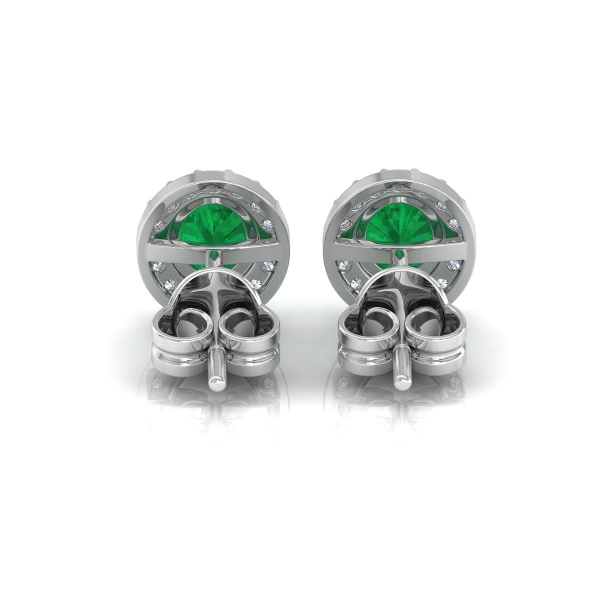 Zambian Emerald Gemstone Small Stud Earring 1.37 TCW SI Clarity HI Color Diamond In 10k White Gold |Jewelry For Women | Gift For Her