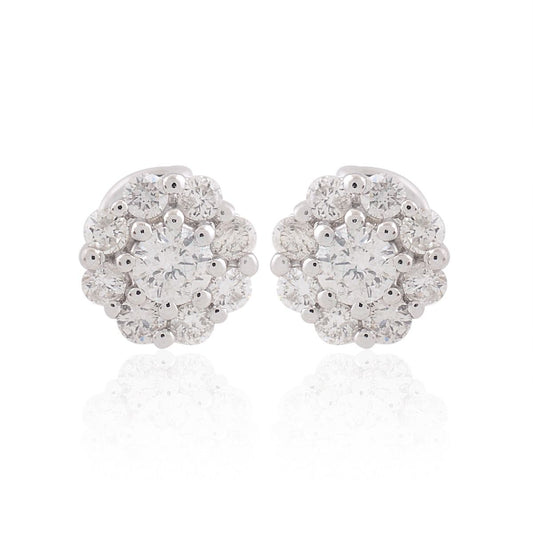 0.58 TCW SI Clarity HI Color Diamond 10k White Gold Diamond Stud Earrings |Jewelry For Women | Stud Earrings