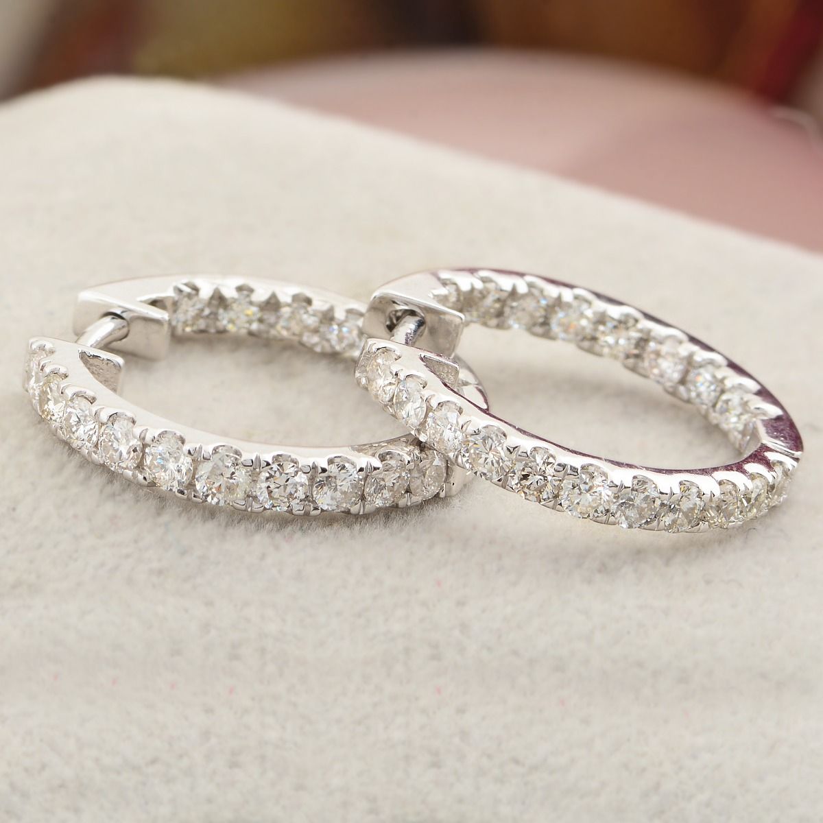 1.20 TCW SI Clarity HI Color Diamond 10k White Gold Huggies |Gold Diamond Hoops|Jewelry For Women |Diamond Hoop Earrings