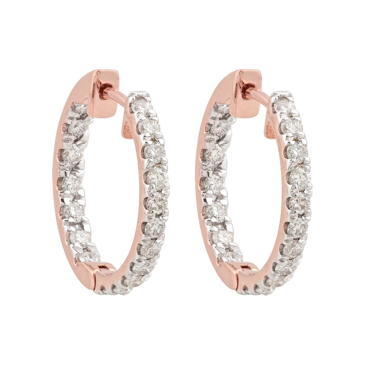 10k Rose Gold 1.41 TCW SI Clarity HI Color Diamond Hoop Earrings |Diamond Hoops |Jewelry For Women |Anniversary Gift For Her