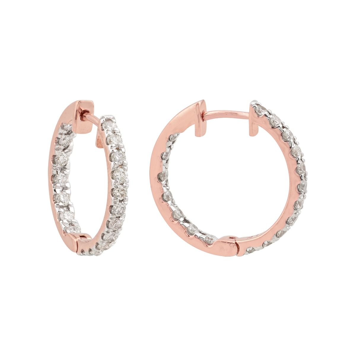 10k Rose Gold 1.41 TCW SI Clarity HI Color Diamond Hoop Earrings |Diamond Hoops |Jewelry For Women |Anniversary Gift For Her