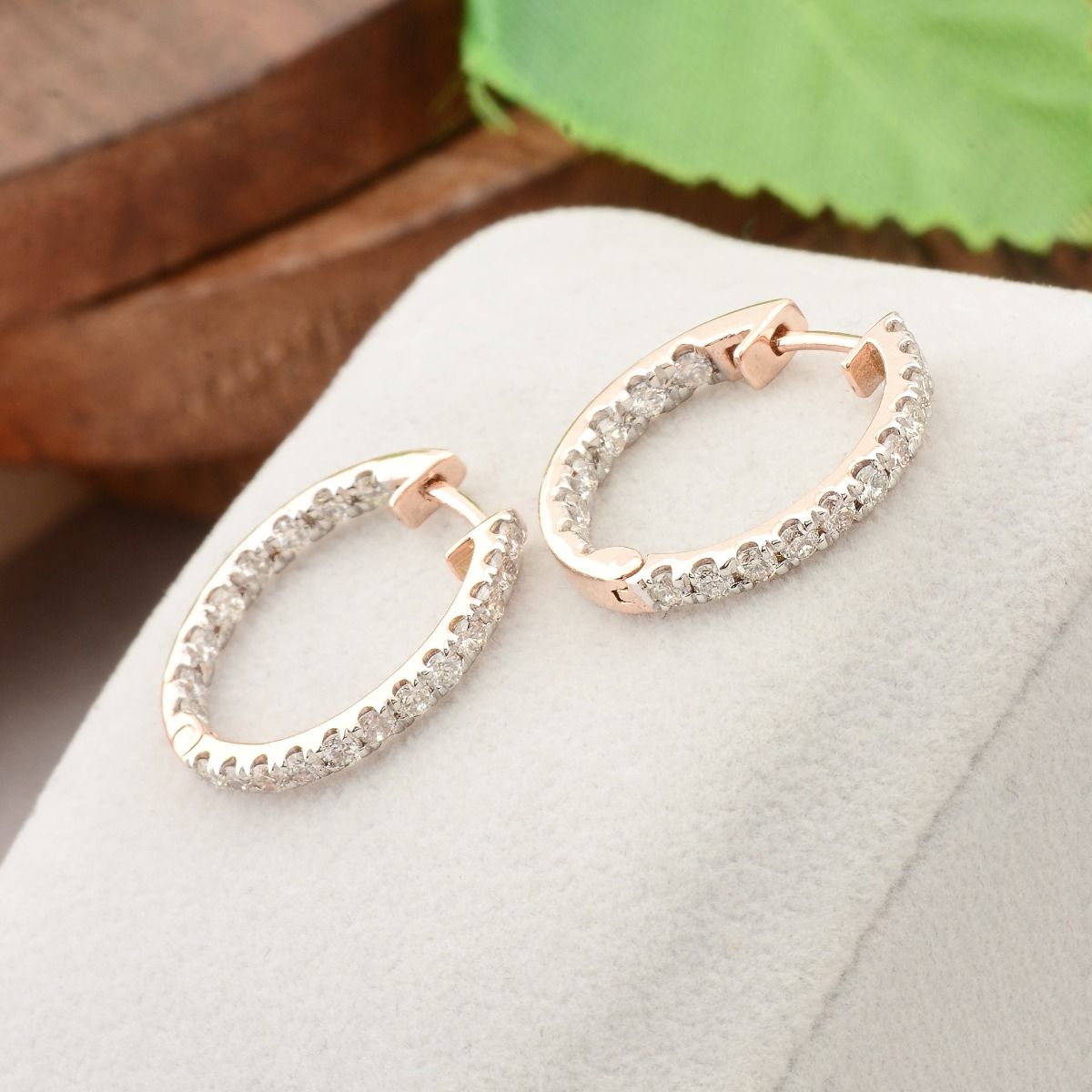 10k Rose Gold 1.41 TCW SI Clarity HI Color Diamond Hoop Earrings |Diamond Hoops |Jewelry For Women |Anniversary Gift For Her