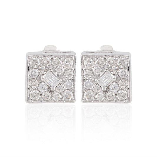 0.30 Carats SI Clarity HI Color Diamond In 10k White Gold Stud Earrings |Square Diamond Stud Earring | Jewelry For Women |Pair Of Diamond Studs | Anniversary Gift or Her