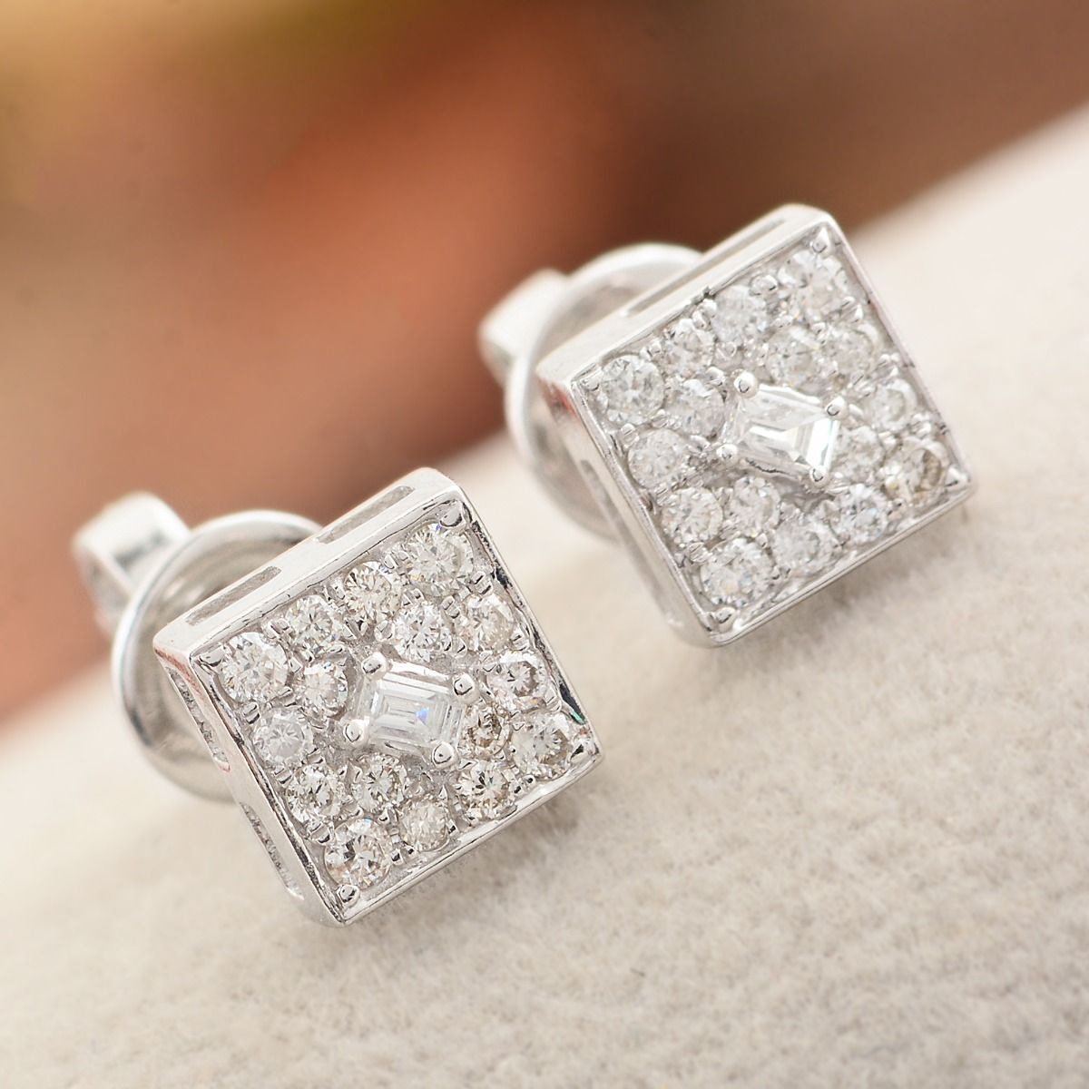 0.30 Carats SI Clarity HI Color Diamond In 10k White Gold Stud Earrings |Square Diamond Stud Earring | Jewelry For Women |Pair Of Diamond Studs | Anniversary Gift or Her