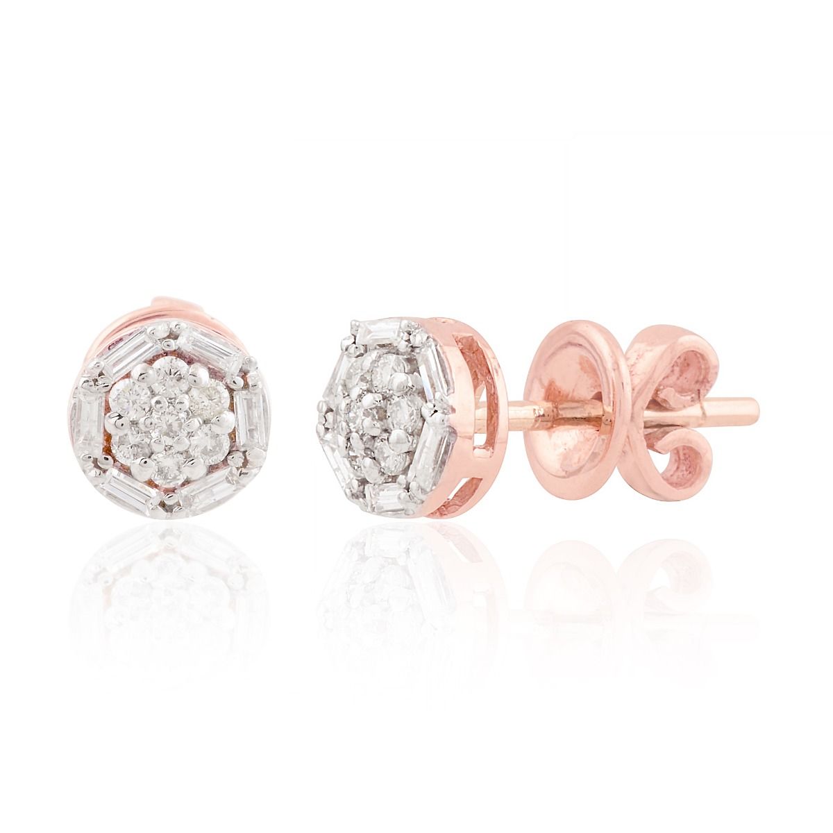 10k Rose Gold 0.22 TCW SI Clarity HI Color Diamond Stud Earrings |Diamond Jewelry |Small Studs|Jewelry For Women