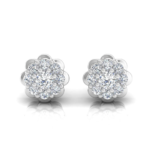 10k Whiet Gold 0.20 TCW SI Clarity HI Color Diamond Stud Earrings For Women |Gift For Her |Minimalist Diamond Stud Earrings