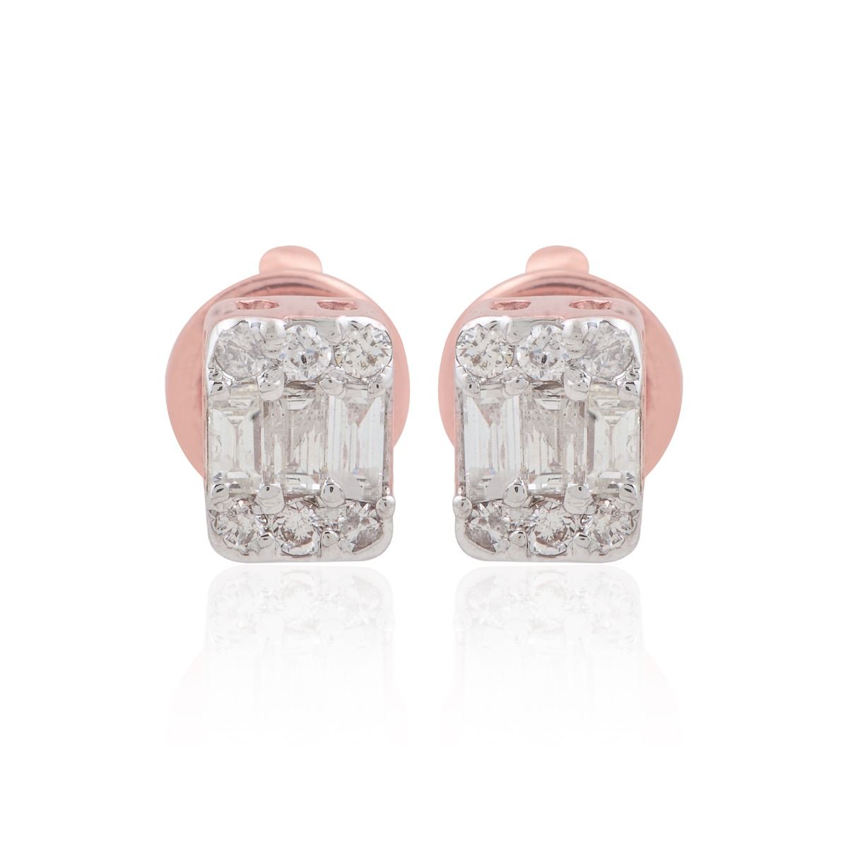 0.27 Ct. SI Clarity HI Color Diamond ,Three Baguette Diamond Studs |Diamond Earrings |Jewelry For Women |Handmade Jewelry |Basic Jewelry