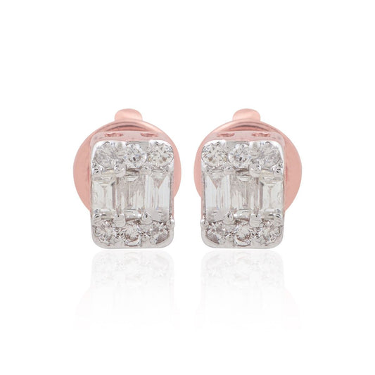 0.27 Ct. SI Clarity HI Color Diamond ,Three Baguette Diamond Studs |Diamond Earrings |Jewelry For Women |Handmade Jewelry |Basic Jewelry
