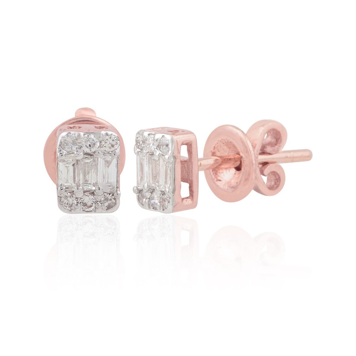 0.27 Ct. SI Clarity HI Color Diamond ,Three Baguette Diamond Studs |Diamond Earrings |Jewelry For Women |Handmade Jewelry |Basic Jewelry