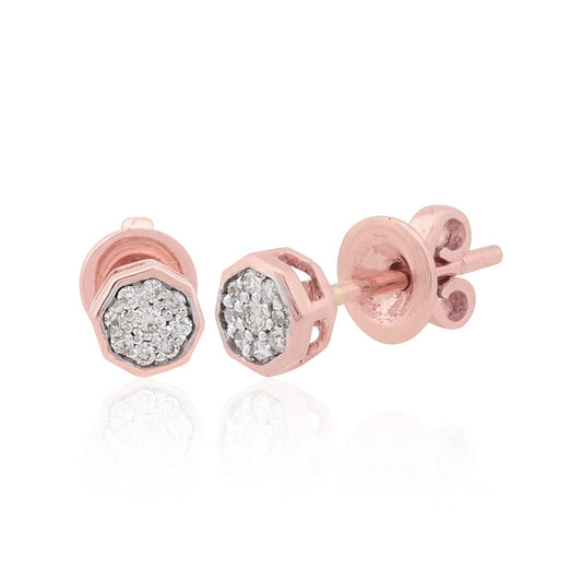 0.12 Carats SI Clarity HI Color Diamond 10k Rose Gold Stud Earrings |Diamond Jewelry |Jewelry For Women