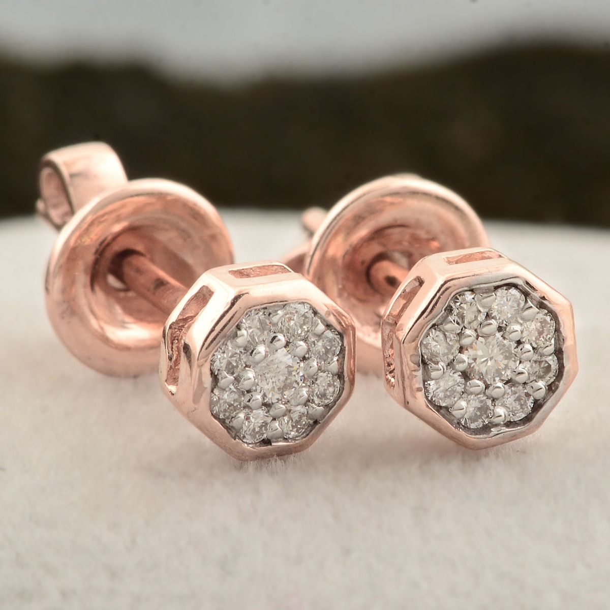 0.12 Carats SI Clarity HI Color Diamond 10k Rose Gold Stud Earrings |Diamond Jewelry |Jewelry For Women