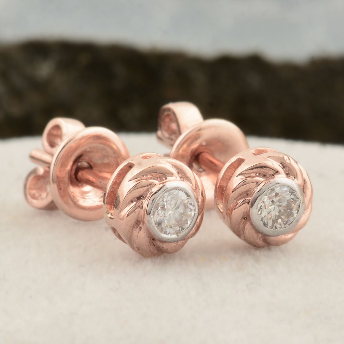 0.18 Carat SI Clarity HI Color Diamond Studs|10k Rose Gold Studs |Diamond Jewelry |Jewelry For Women