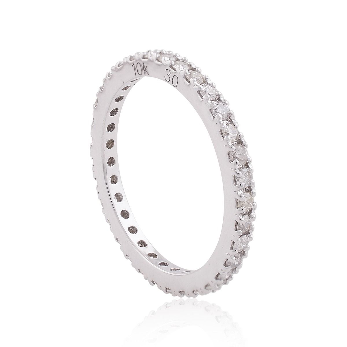 Elegant Fine Band Ring Gift For Her In 0.52 Carats SI Clarity HI Color Diamond Made In 10k White Gold Jewelry For Women