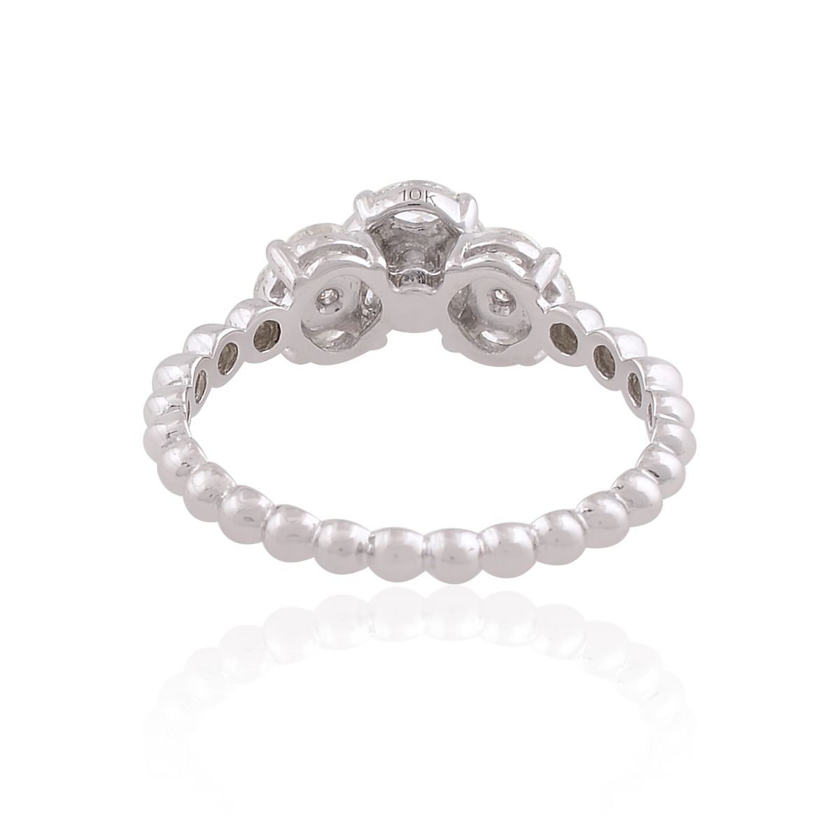 10k White Gold 0.64 TCW SI Clarity HI Color Diamond Beaded Ring | Handmade Jewelry |Party WearRing