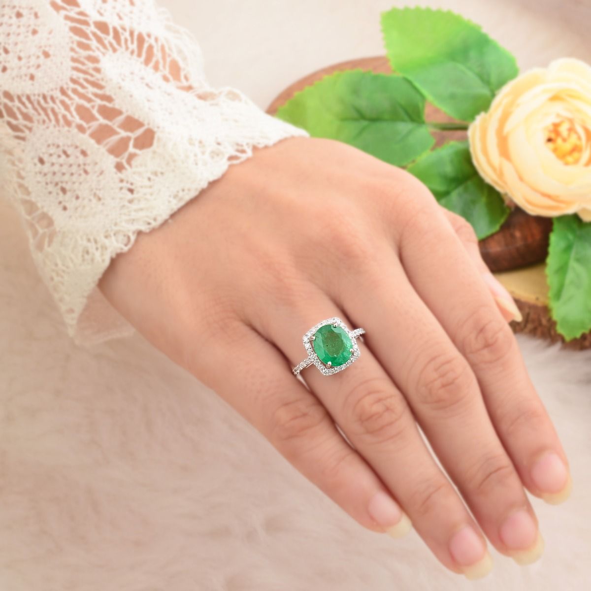 FINE JEWELRY Womens Genuine Green Emerald 10K Gold Bypass Cocktail Ring |  Hawthorn Mall