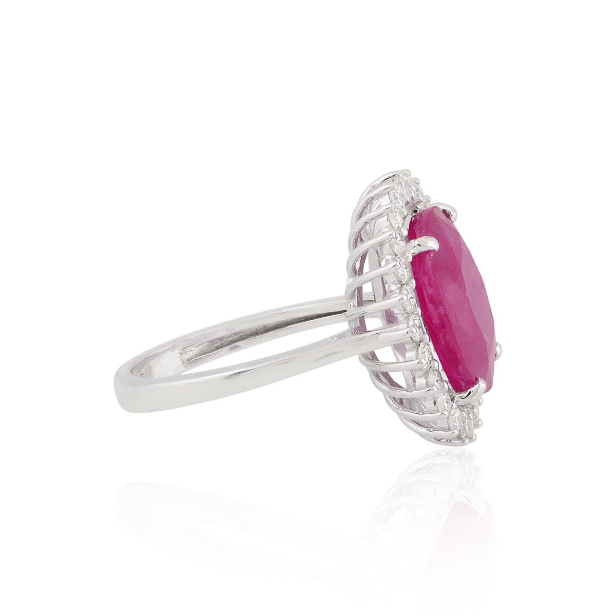 10k White Gold 8.69 TCW SI Clarity Hi Color Diamond Ruby Gemstone Ring |Cocktail Ring |Ruby Ring |Jewelry For Women