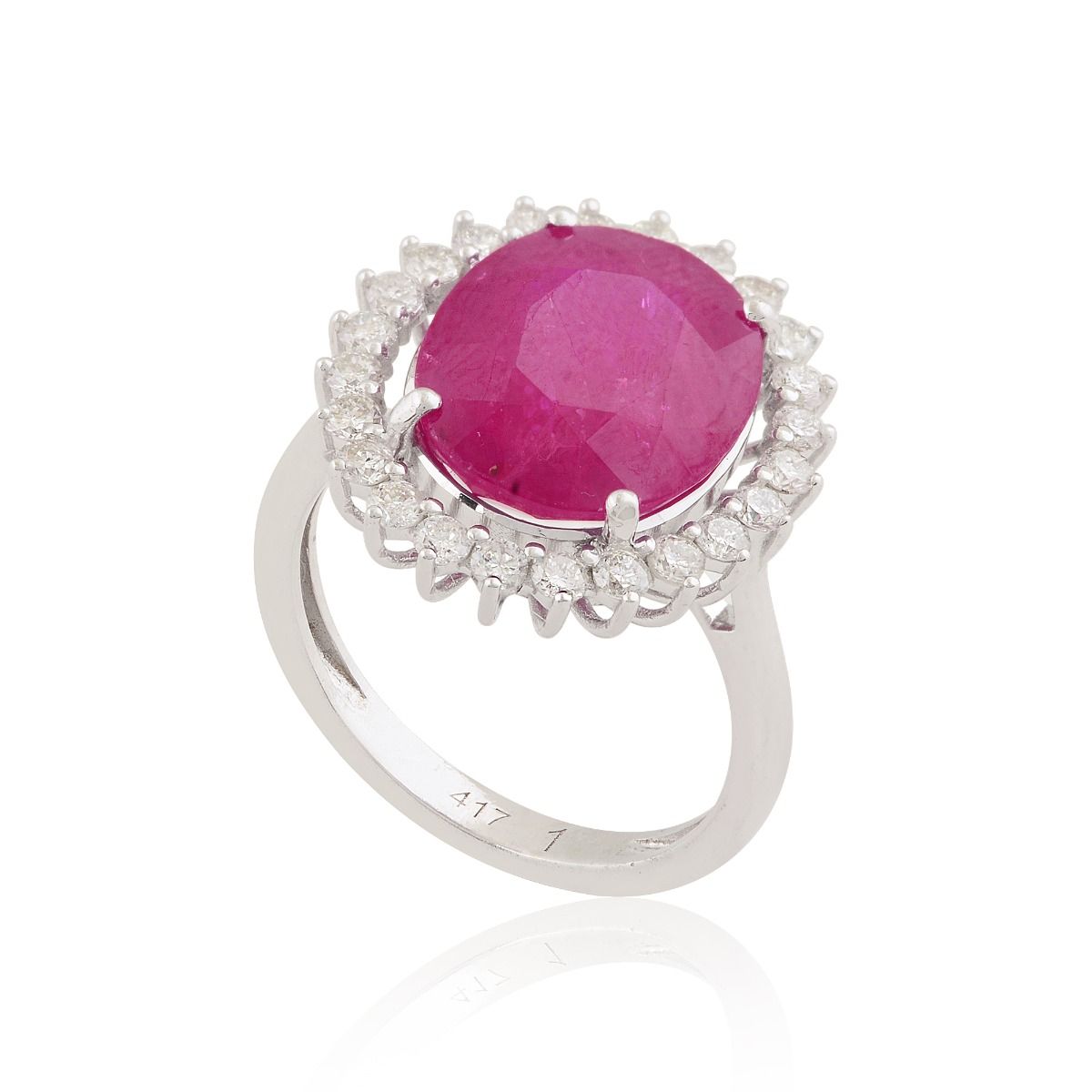 10k White Gold 8.69 TCW SI Clarity Hi Color Diamond Ruby Gemstone Ring |Cocktail Ring |Ruby Ring |Jewelry For Women