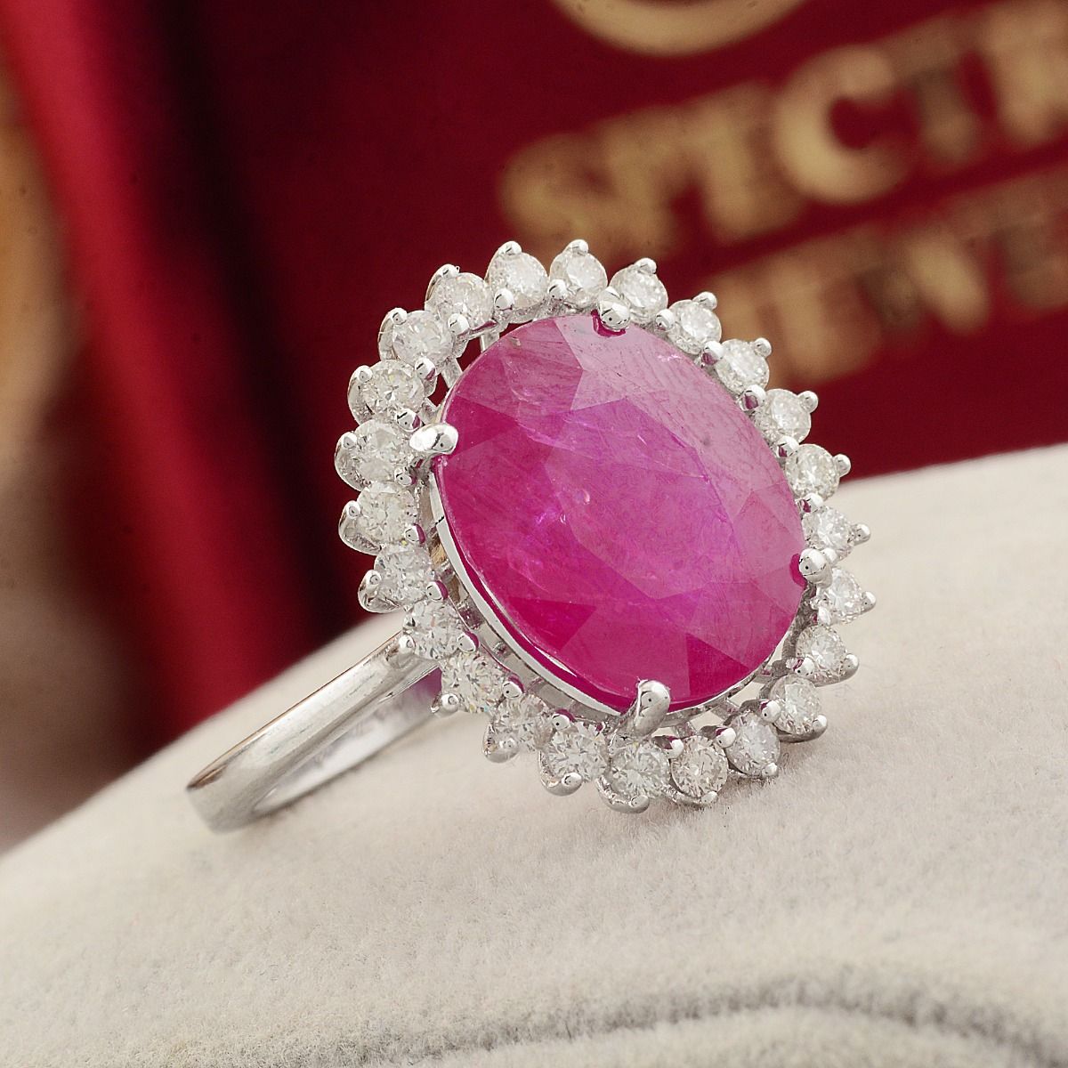 10k White Gold 8.69 TCW SI Clarity Hi Color Diamond Ruby Gemstone Ring |Cocktail Ring |Ruby Ring |Jewelry For Women