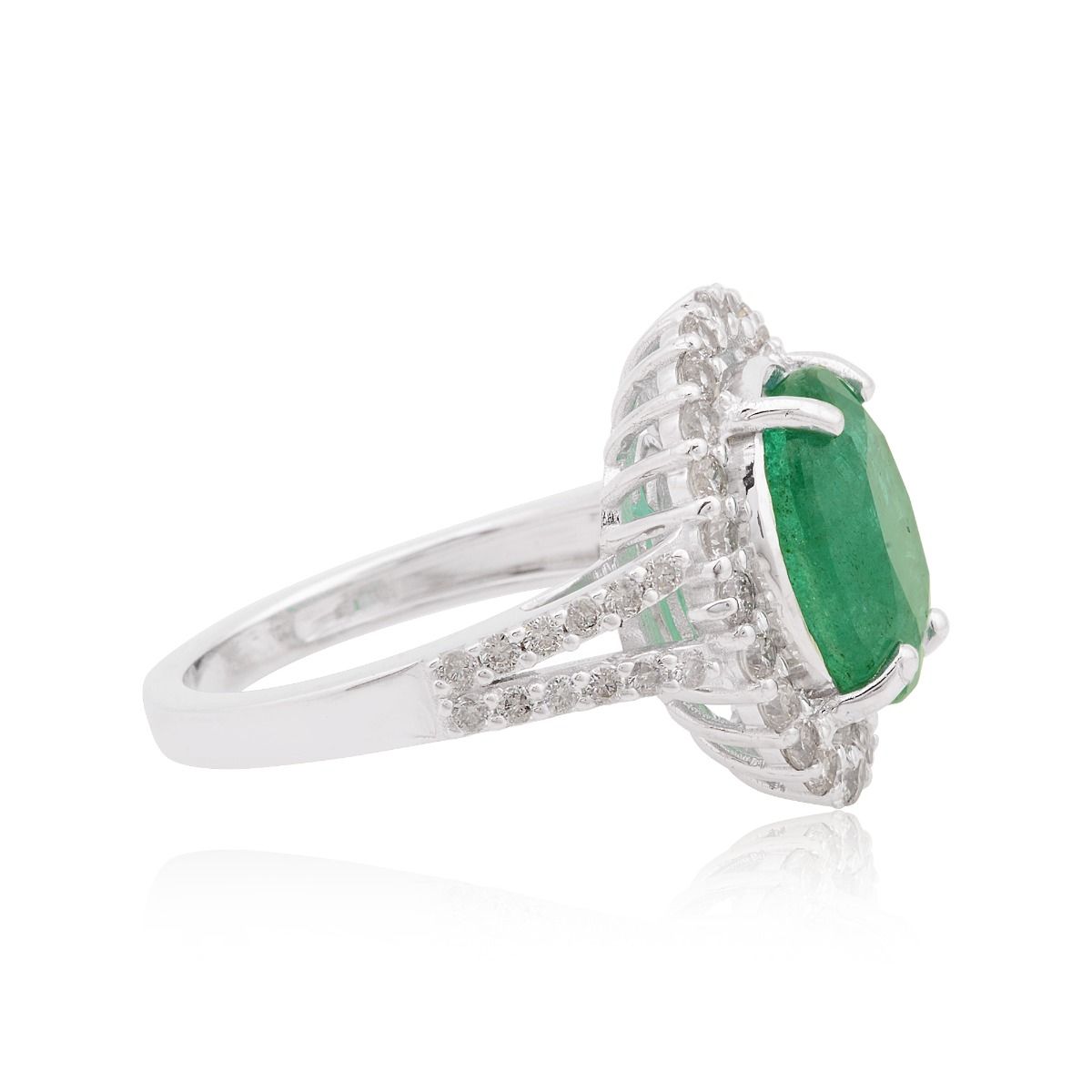 10k white Gold 5.12 SI Clarity HI Color Diamond Zambian emerald Gemstone Ring |Engagement Ring |Jewelry For Women | Cocktail Ring