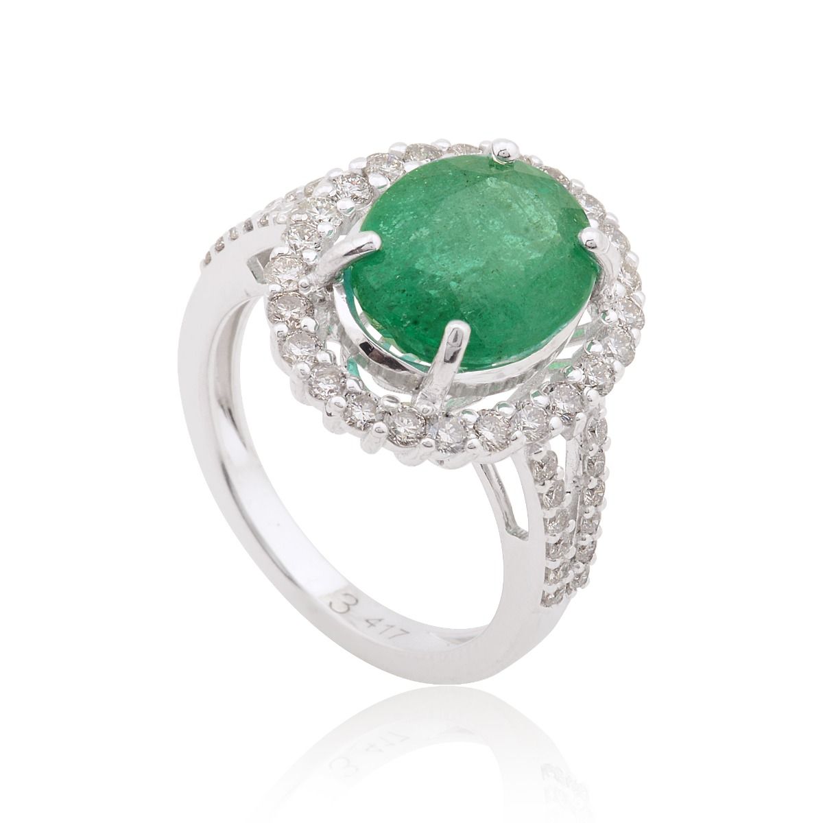 10k white Gold 5.12 SI Clarity HI Color Diamond Zambian emerald Gemstone Ring |Engagement Ring |Jewelry For Women | Cocktail Ring