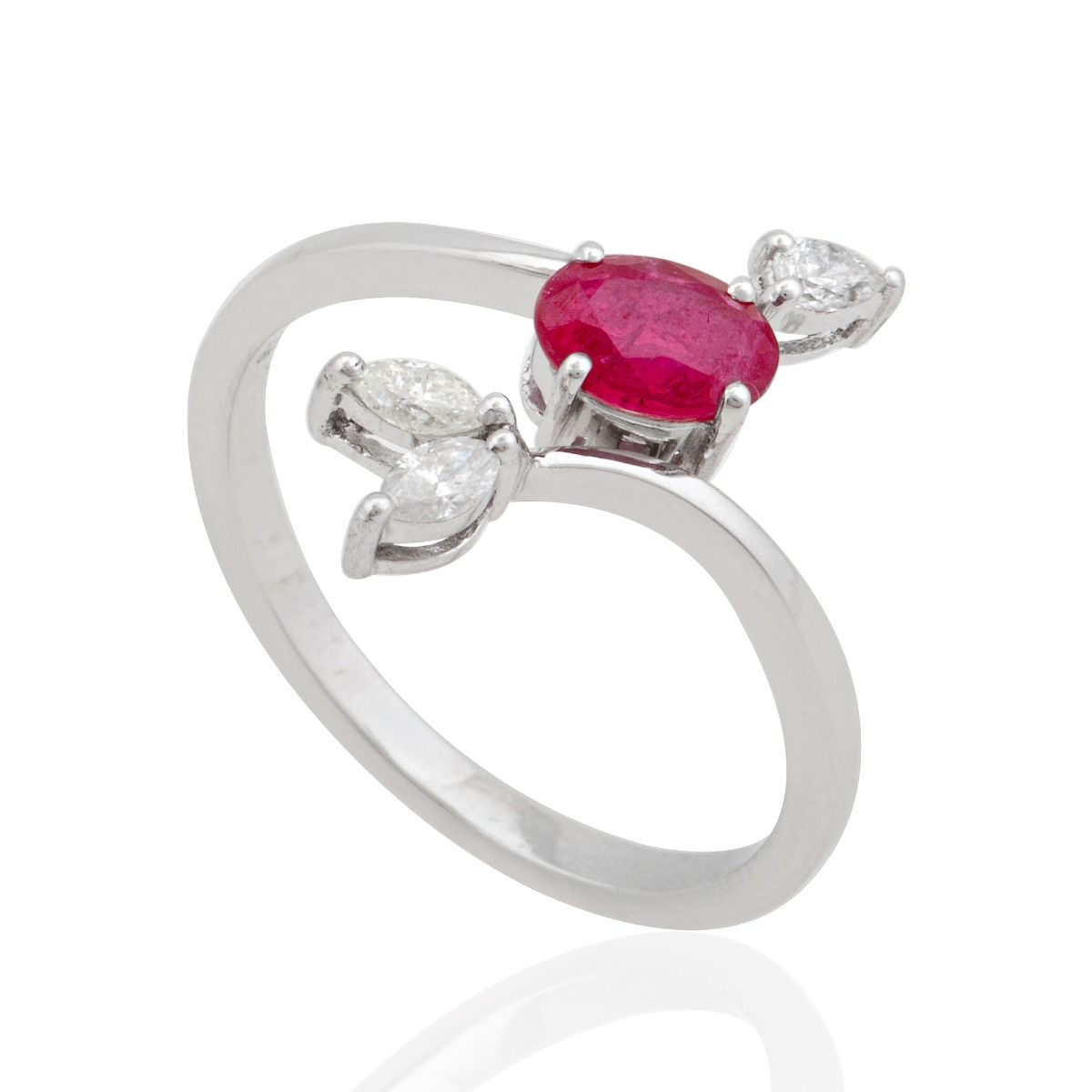 10k White Gold 1.01 TCW SI Clarity HI Color Diamond & Ruby Ring |Jewelry For Women|Diamond Ring |Anniversary Gift